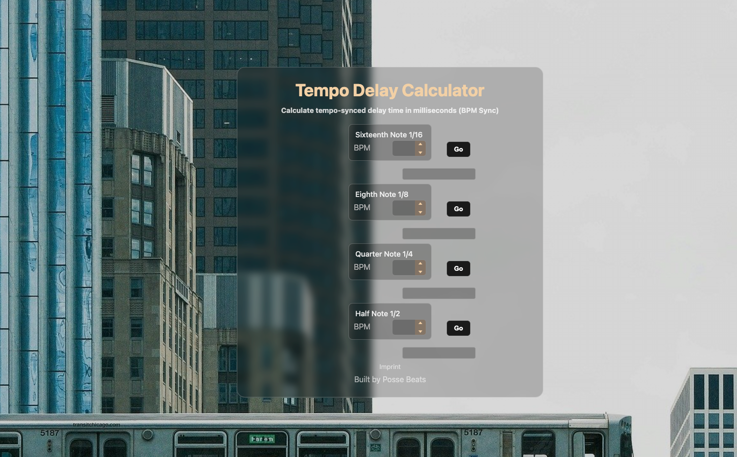 Tempo Delay Calculator interface